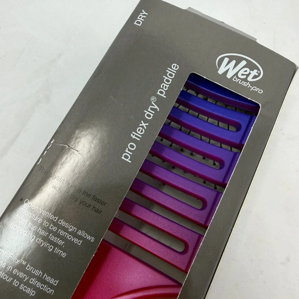 Wet Brush Pro Flex Dry Paddle Pink Purple Ombre Vented Hair Brush HeatFlex NEW